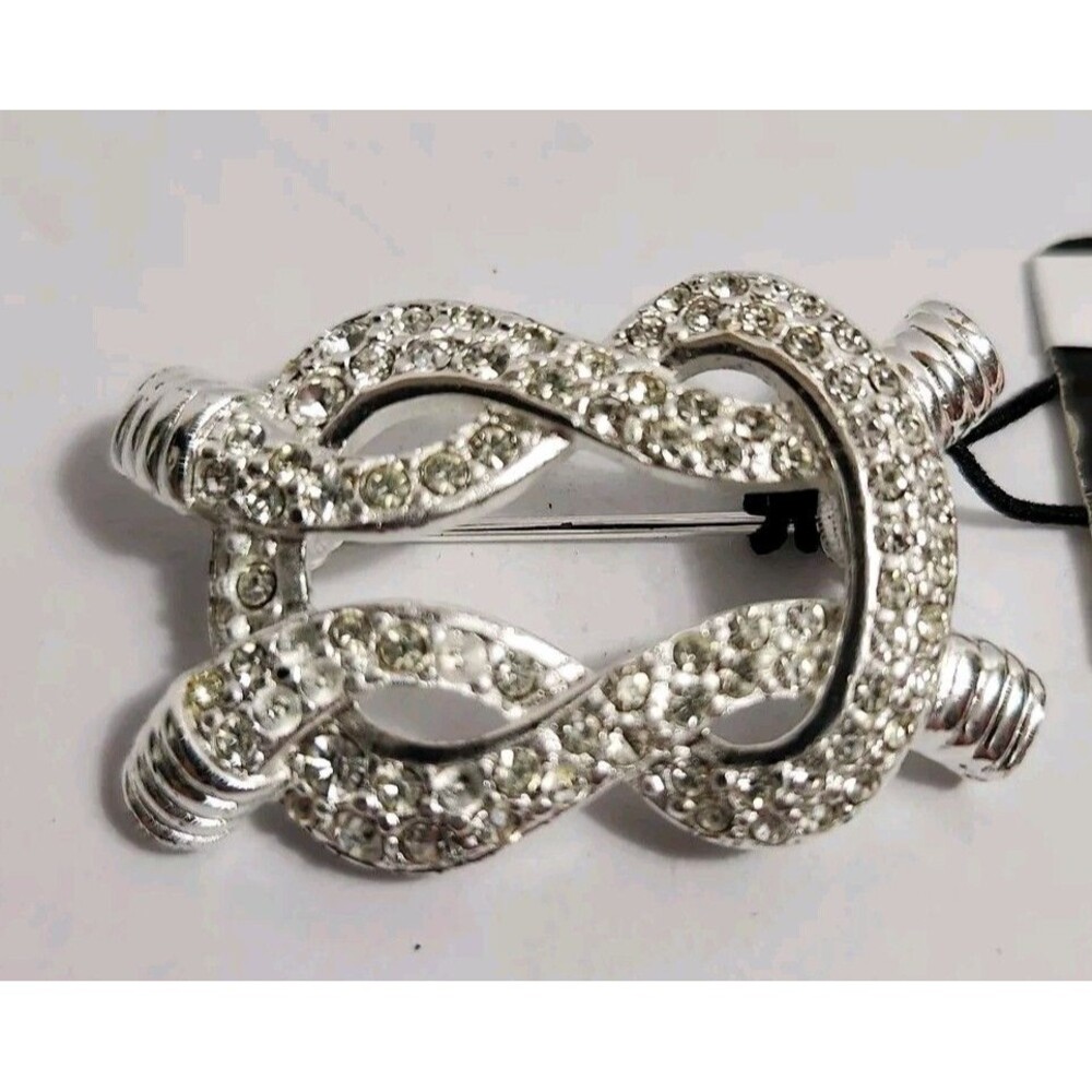 Vintage Swarovski Crystal Silver Rope Knot Signed Brooch/Pin NEW!